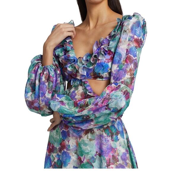 Patbo Blossom Floral Cut Out Chiffon Maxi Dress - Picture 7 of 14